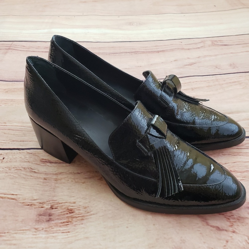 Rebecca Minkoff Shoes Womens Size 8 Black Leather Loafers Tassel Block Heel‎
